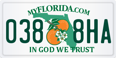 FL license plate 0388HA