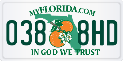 FL license plate 0388HD