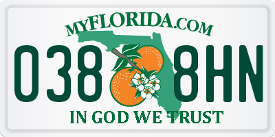 FL license plate 0388HN
