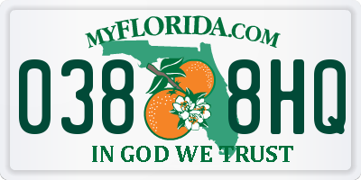 FL license plate 0388HQ