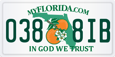 FL license plate 0388IB