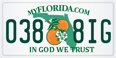 FL license plate 0388IG