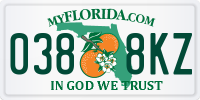 FL license plate 0388KZ