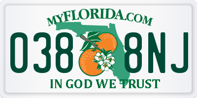 FL license plate 0388NJ