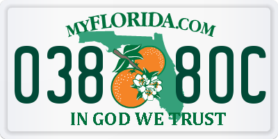 FL license plate 0388OC