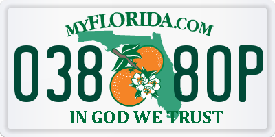 FL license plate 0388OP