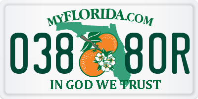 FL license plate 0388OR