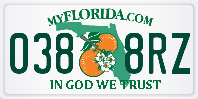 FL license plate 0388RZ