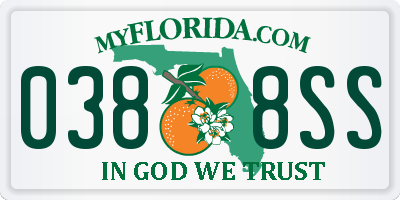 FL license plate 0388SS