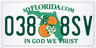 FL license plate 0388SV