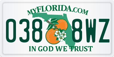 FL license plate 0388WZ
