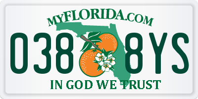 FL license plate 0388YS