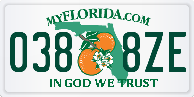 FL license plate 0388ZE