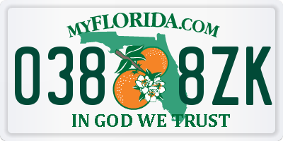 FL license plate 0388ZK