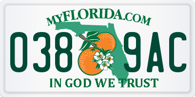 FL license plate 0389AC