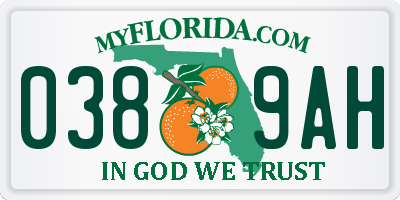 FL license plate 0389AH