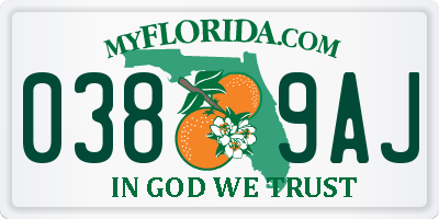 FL license plate 0389AJ