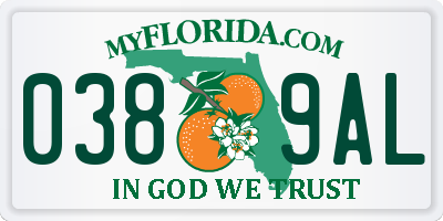 FL license plate 0389AL