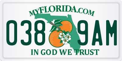 FL license plate 0389AM