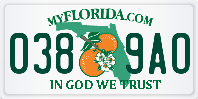 FL license plate 0389AO