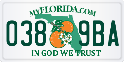 FL license plate 0389BA