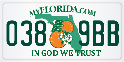 FL license plate 0389BB