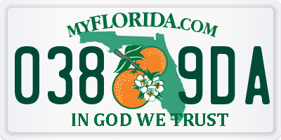 FL license plate 0389DA