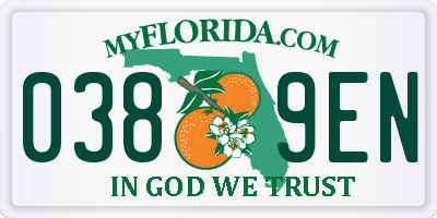 FL license plate 0389EN