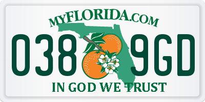 FL license plate 0389GD