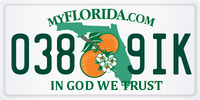 FL license plate 0389IK