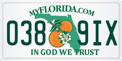 FL license plate 0389IX