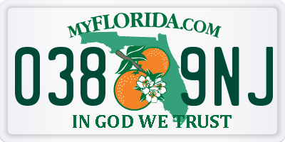 FL license plate 0389NJ
