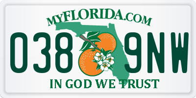 FL license plate 0389NW