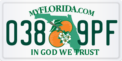 FL license plate 0389PF
