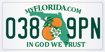FL license plate 0389PN