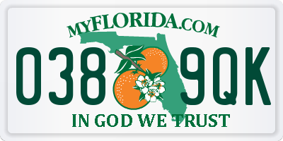 FL license plate 0389QK