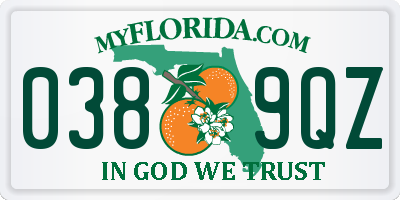 FL license plate 0389QZ