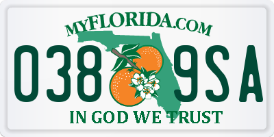 FL license plate 0389SA