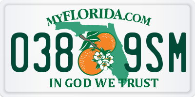 FL license plate 0389SM