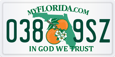 FL license plate 0389SZ