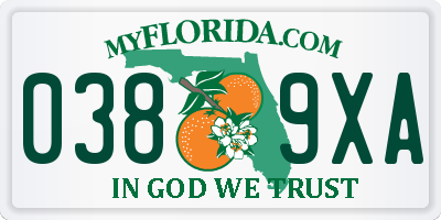 FL license plate 0389XA