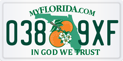 FL license plate 0389XF