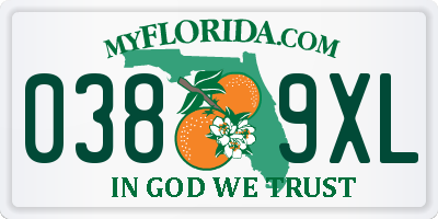 FL license plate 0389XL