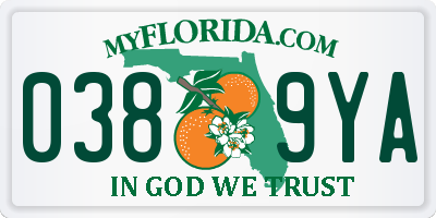 FL license plate 0389YA