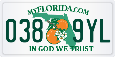 FL license plate 0389YL