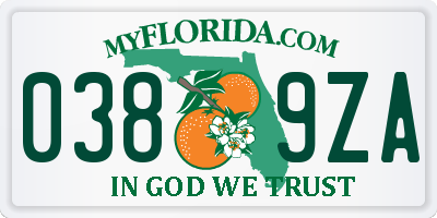 FL license plate 0389ZA