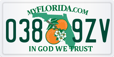 FL license plate 0389ZV