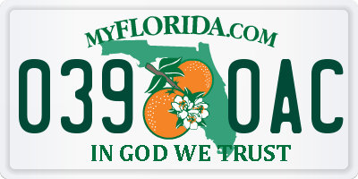 FL license plate 0390AC