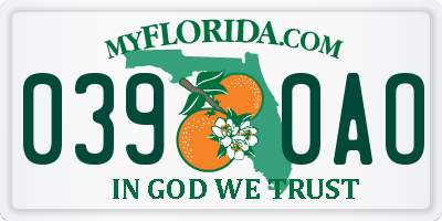 FL license plate 0390AO