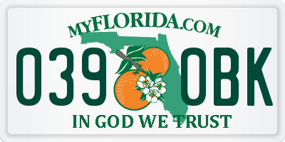 FL license plate 0390BK